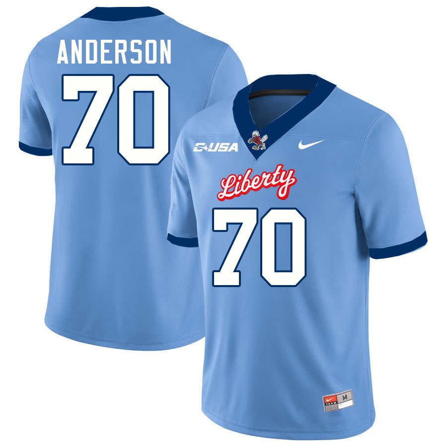 Liberty Flames #70 Austin Anderson College Football Jerseys Stitched-Light Blue